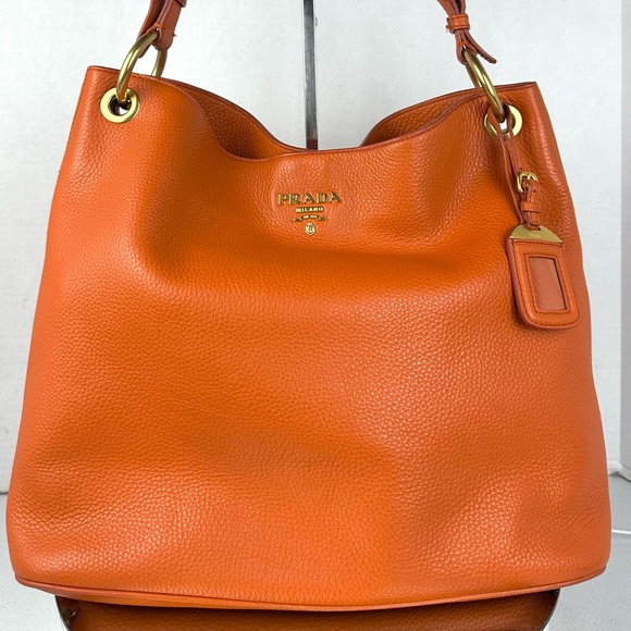 PRADA LOGO LEATHER SHOULDER BAG - Picture 1 of 9